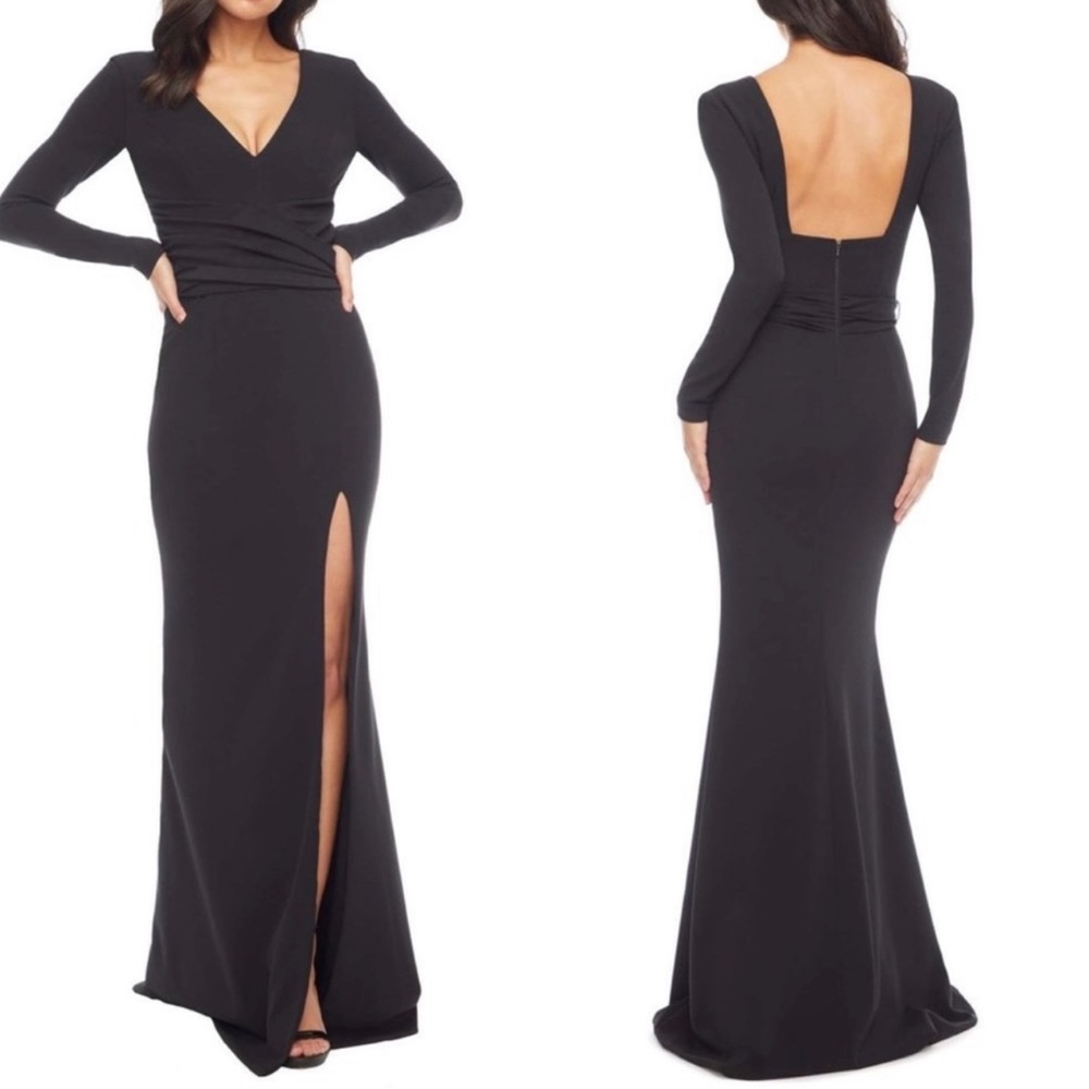 DRESS THE POPULATION Carmen Black Long Sleeve Gown